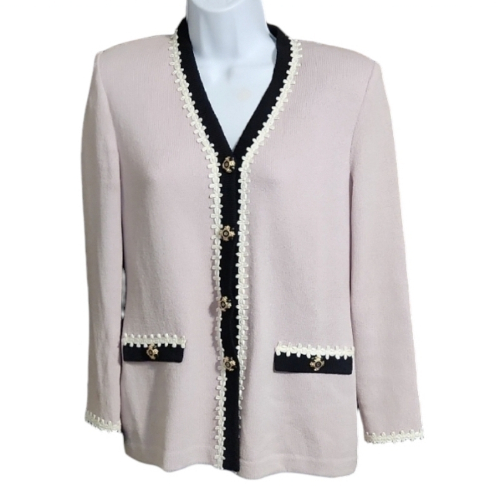 St. John Purple Button Front Cardigan Sweater